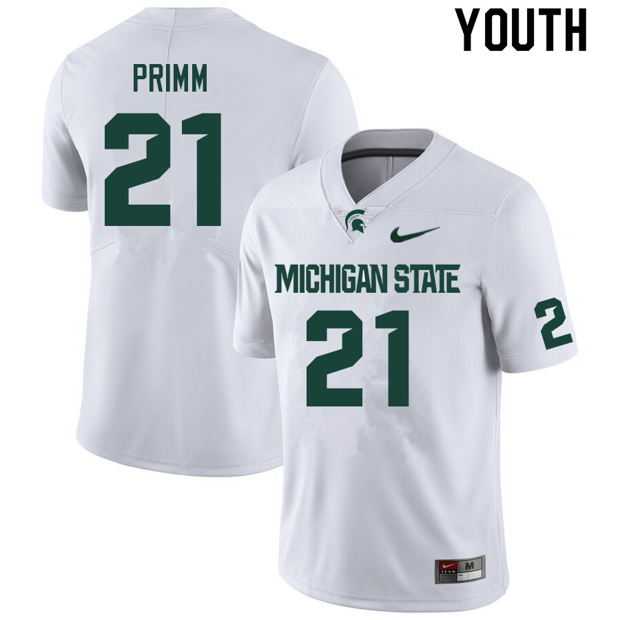 Youth #21 Davion Primm Michigan State Spartans College Football Jerseys Sale-White